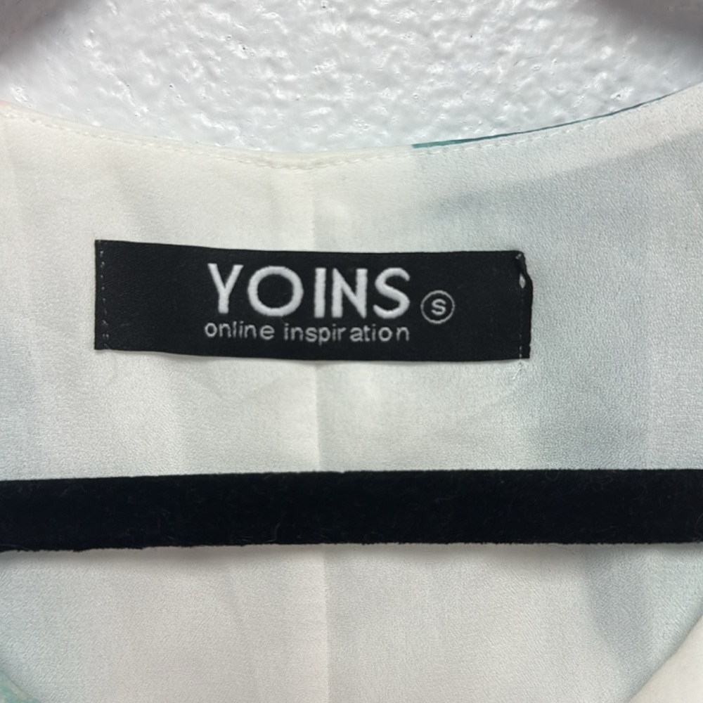 YOINS White and Green Dress with Tropical Leaf Print - Picture 6 of 7